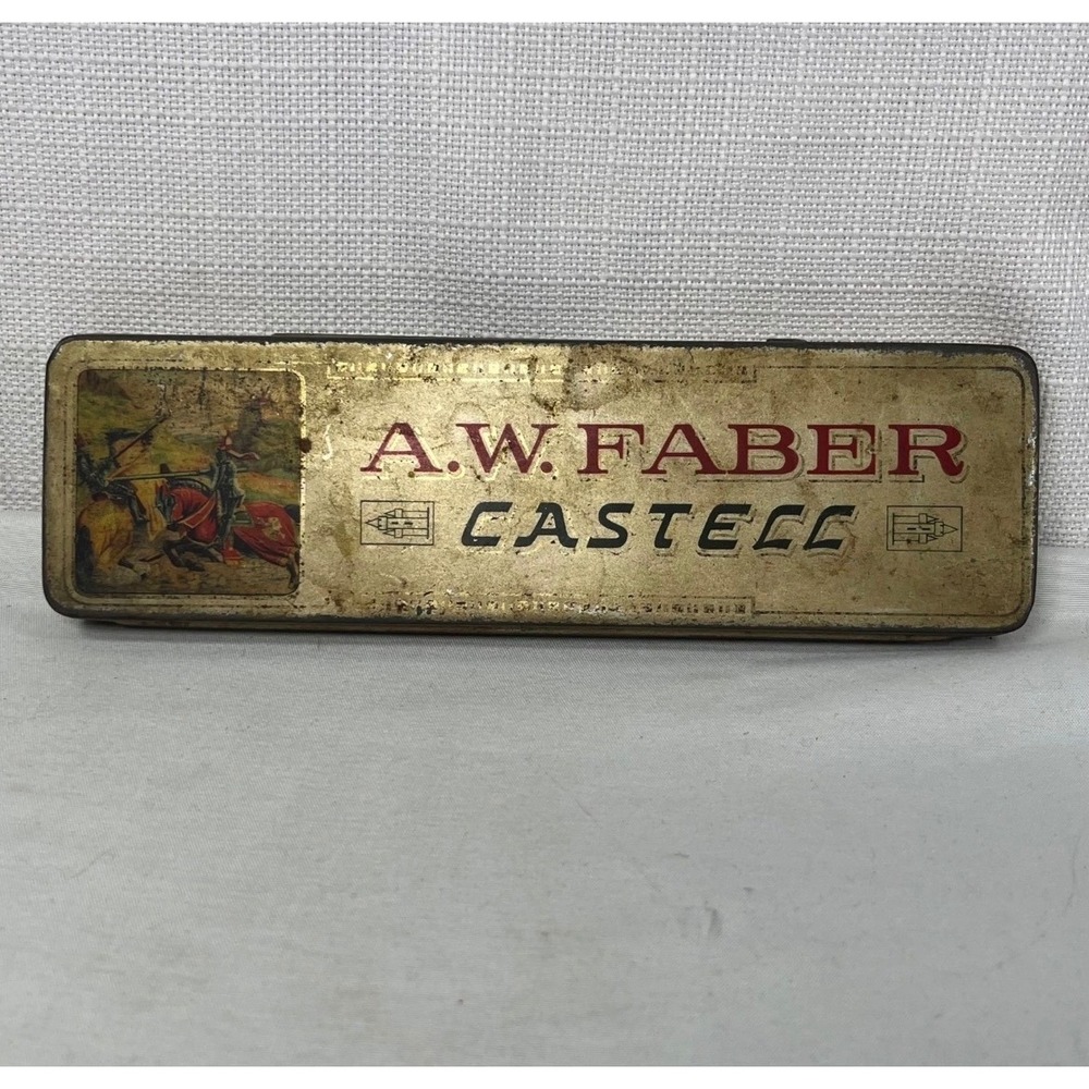 Vintage A.W. Faber Castell Pencil Tin Metal Case Stein Nurnberg Germany